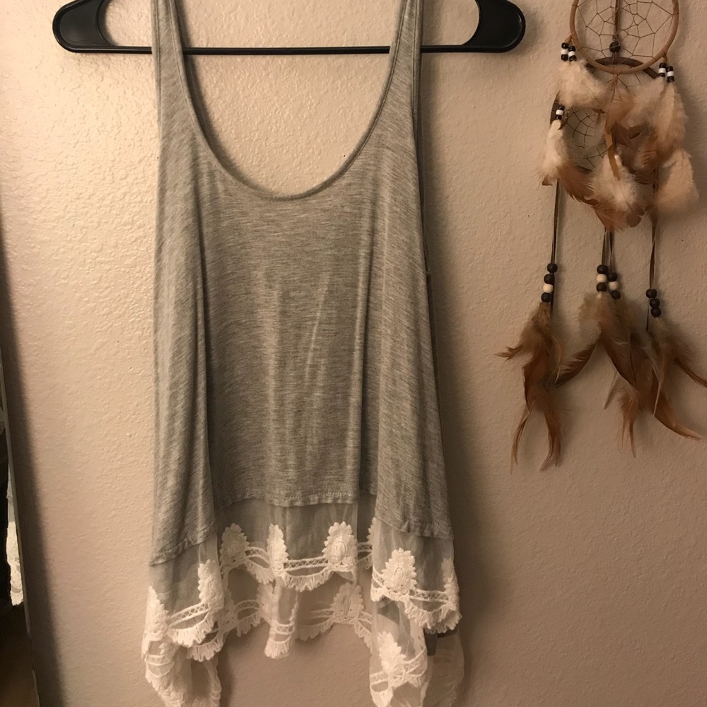 Grey tank top with lace